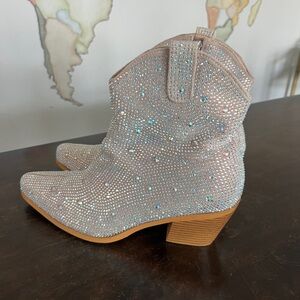 Elegant Rhinestone Ankle Booties
